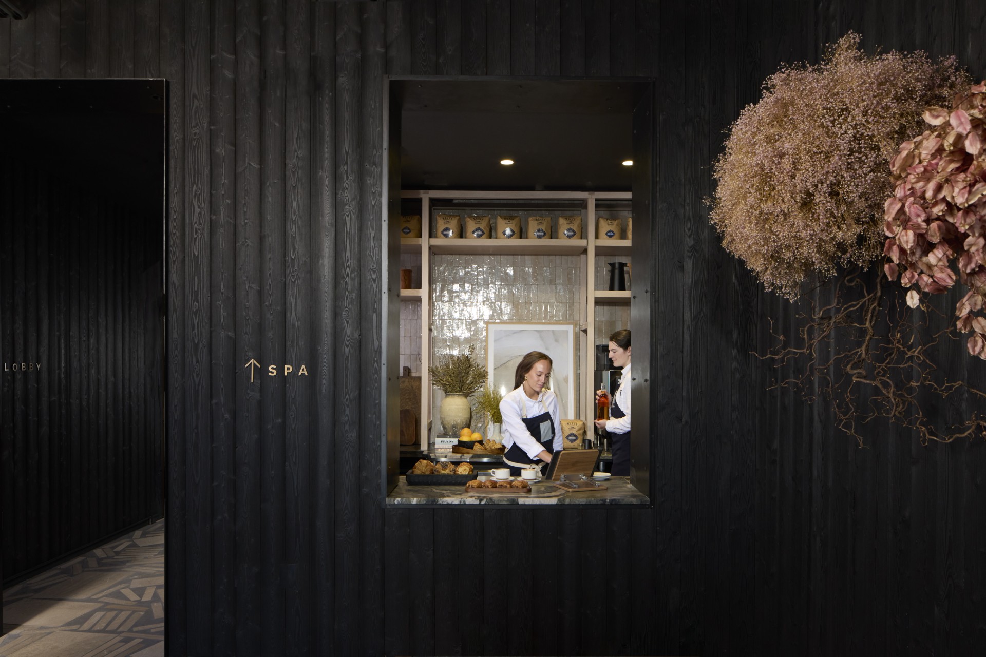 a woman behind a window