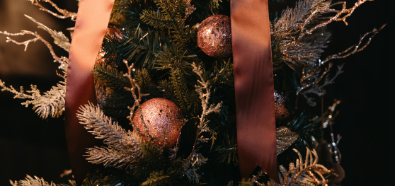 a close up of a christmas tree