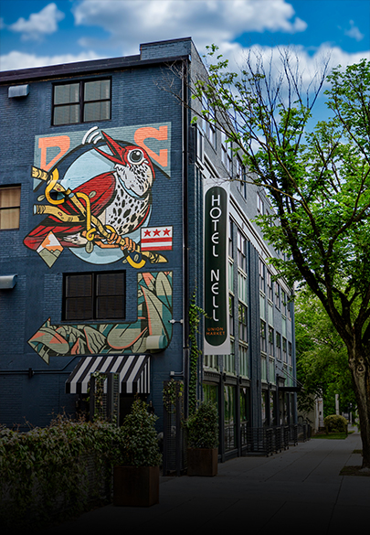 a building with a mural on the side of it