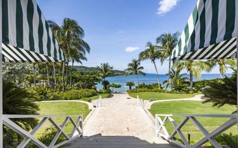 a walkway leading to a beach