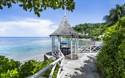a gazebo on a beach