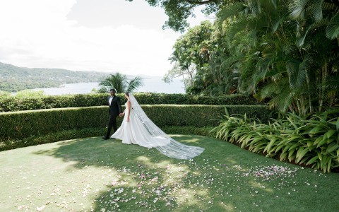 a man and woman in a wedding dress