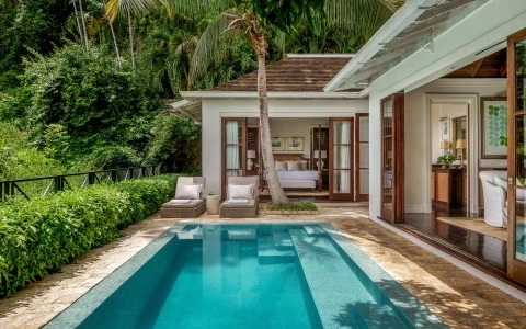a swimming pool in a house