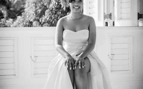 a woman in a white dress