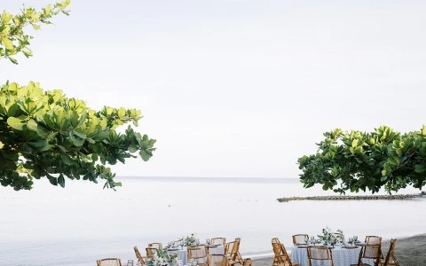 a table set up on a beach