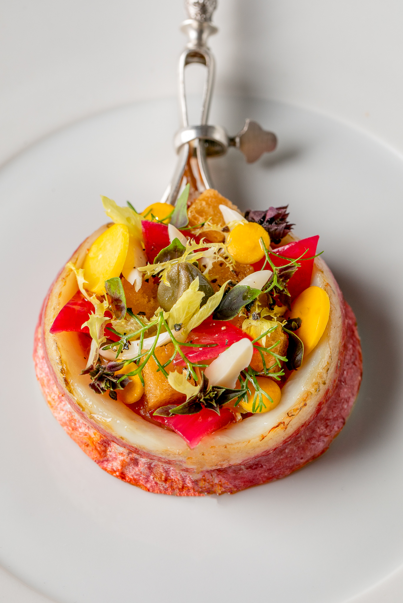 a plate of food with a fork