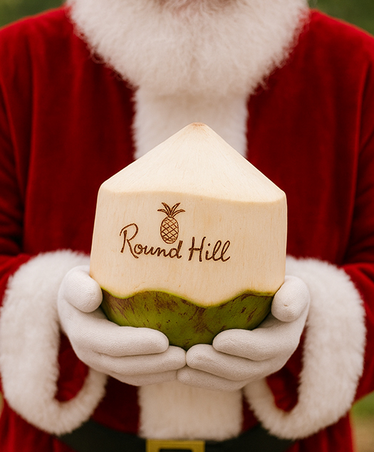 Santa holding a coconut