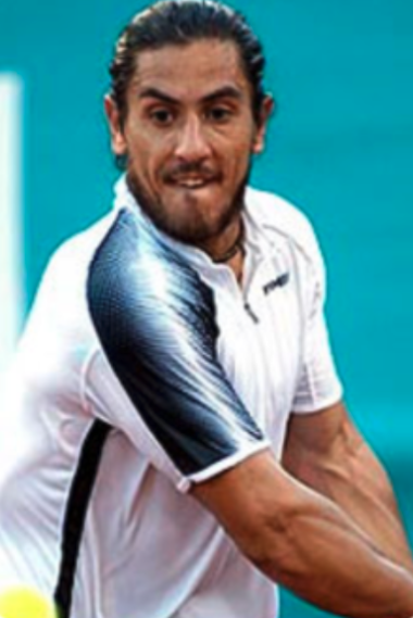 a man holding a tennis racket