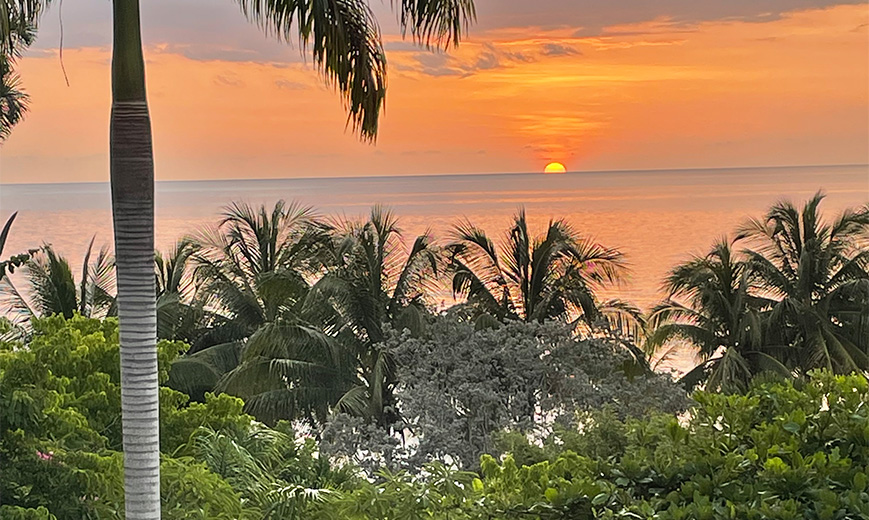 a sunset over the ocean