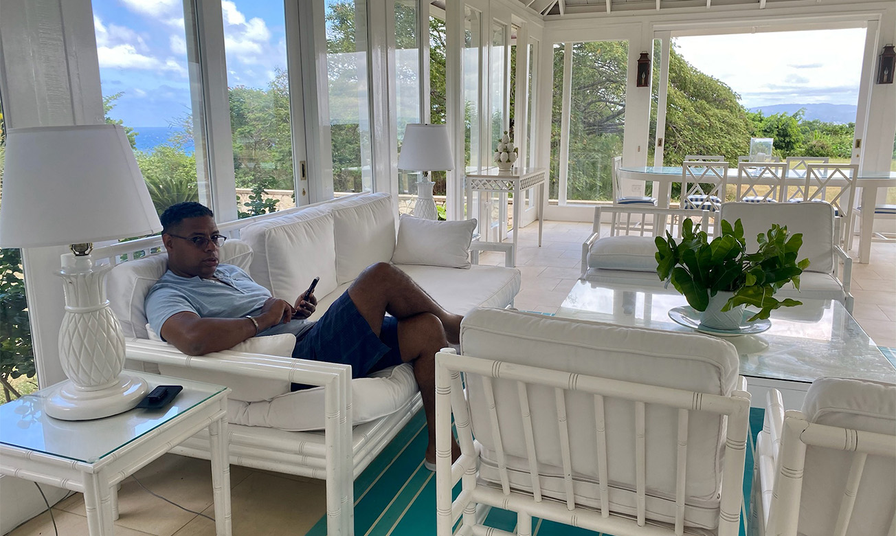 a man sitting on a couch