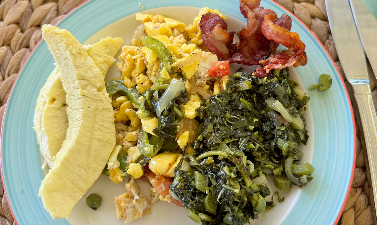 a plate of food with a fork and knife