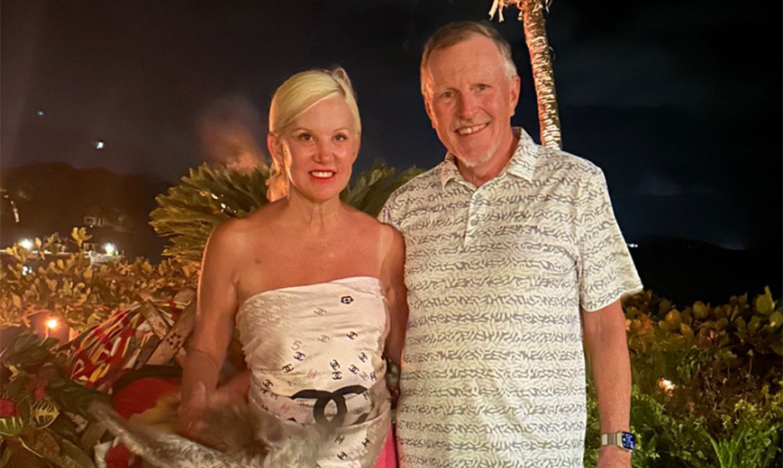 a man and woman standing together