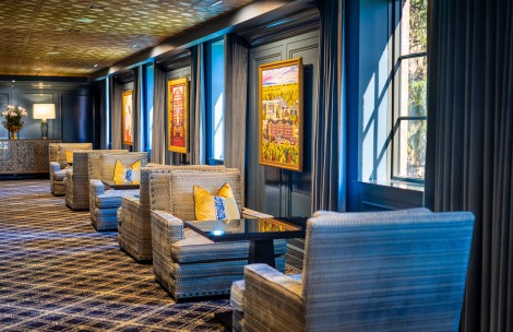 a room with chairs and a table