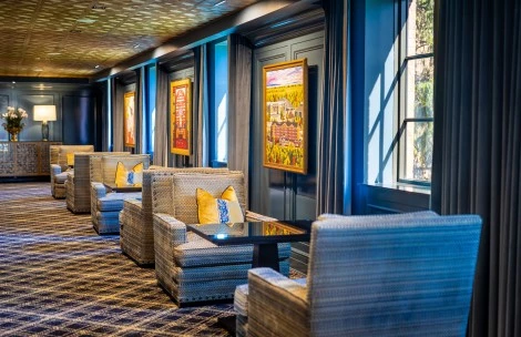 a room with chairs and a table