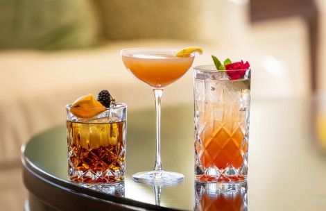 a group of drinks on a table