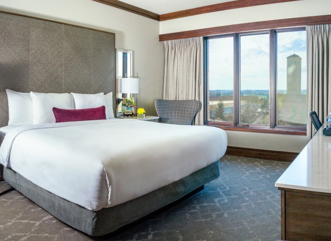 a room with a bed and a chair