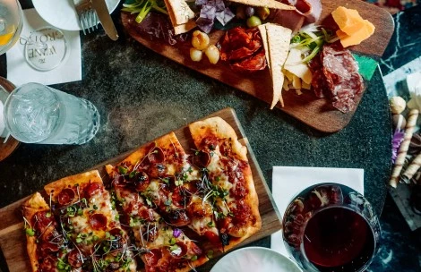 a table with food on it
