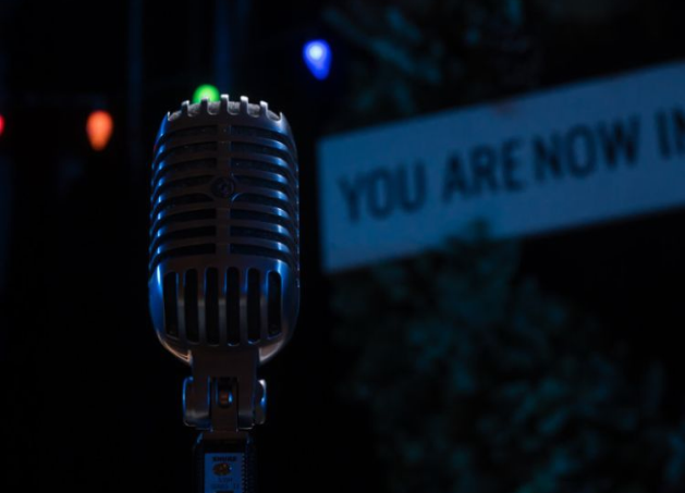a microphone on a stand