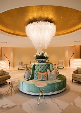 a chandelier in a room