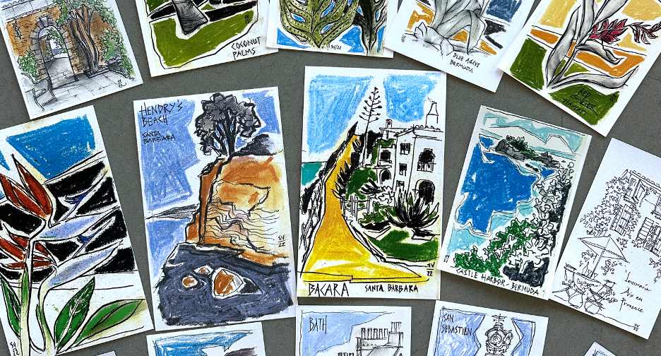 a group of cards with drawings