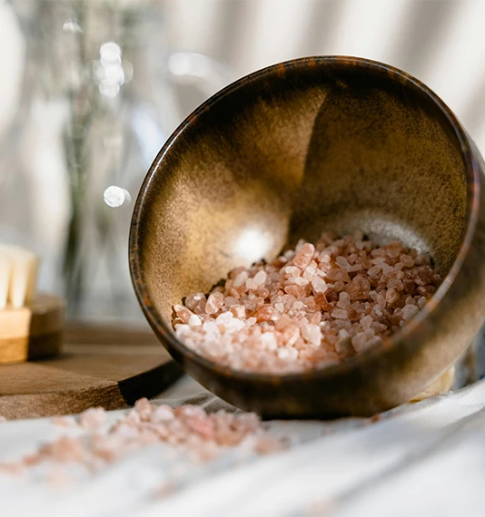 a bowl of pink salt