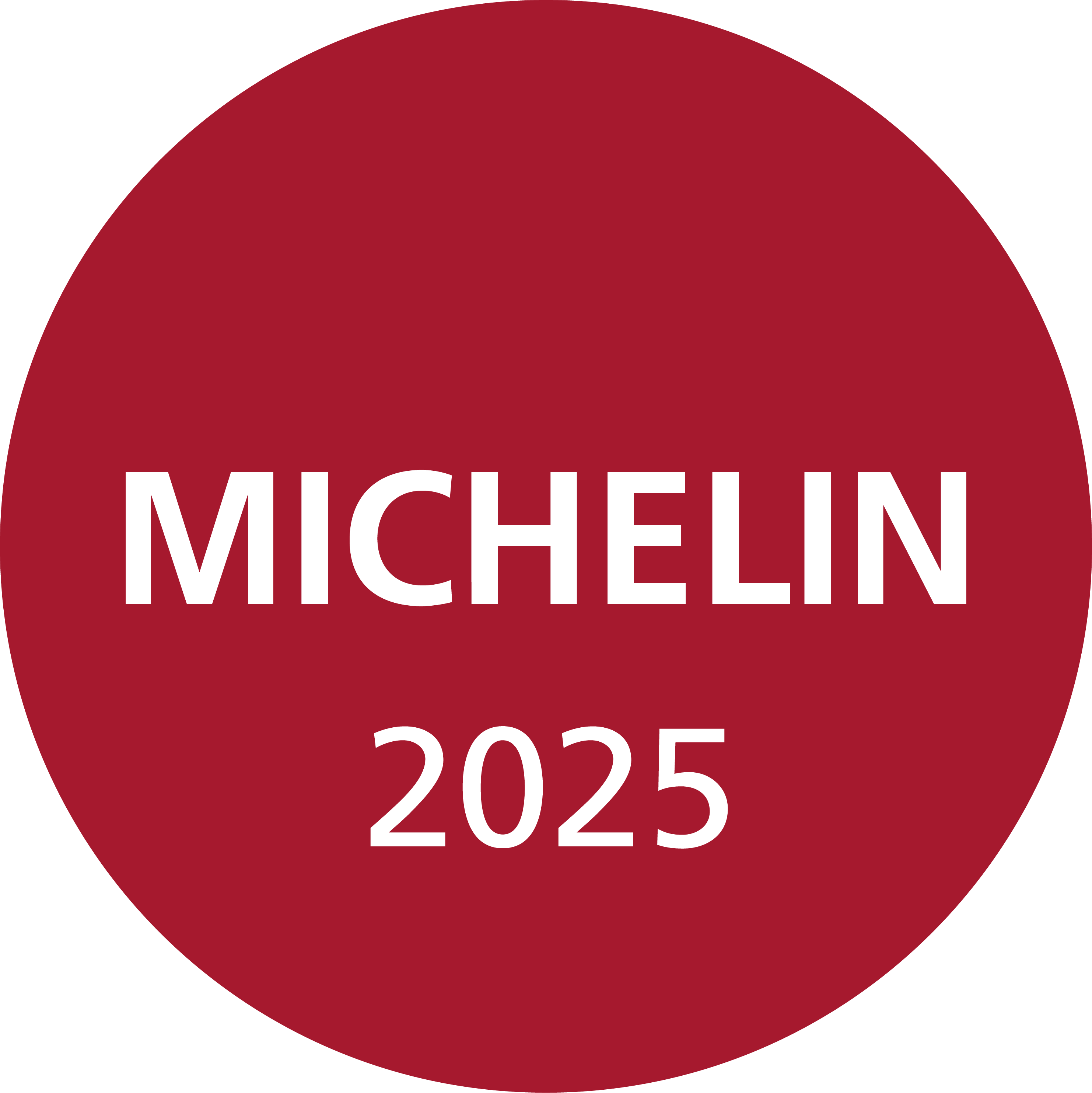 a red circle with white text