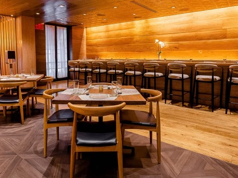 a room with tables and chairs