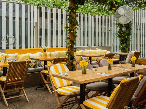 a tables and chairs on a patio