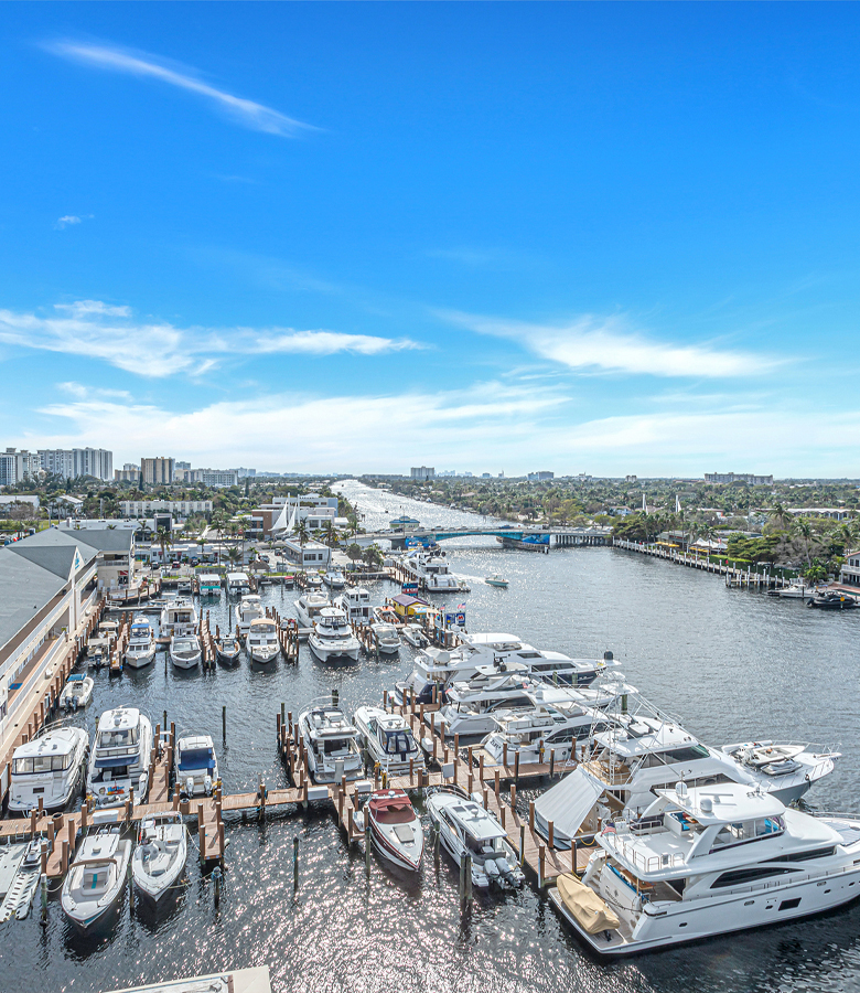 a group of boats in a harbor