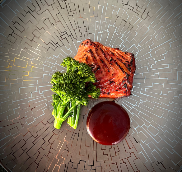 a plate of food with sauce