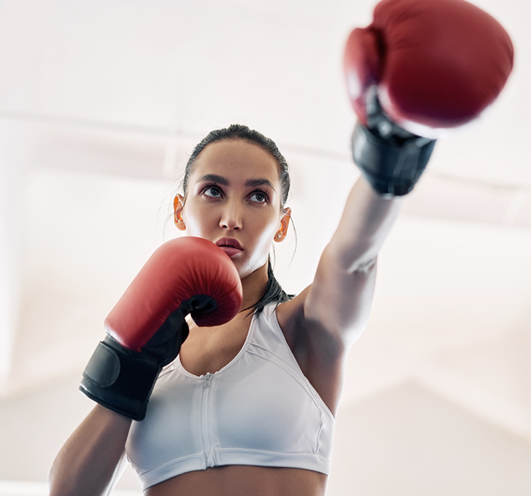 woman practicing boxing