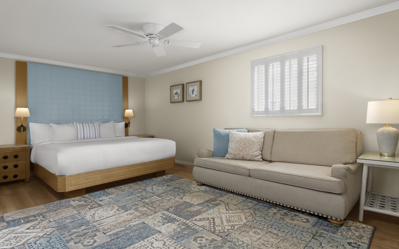 a room with a bed and a couch