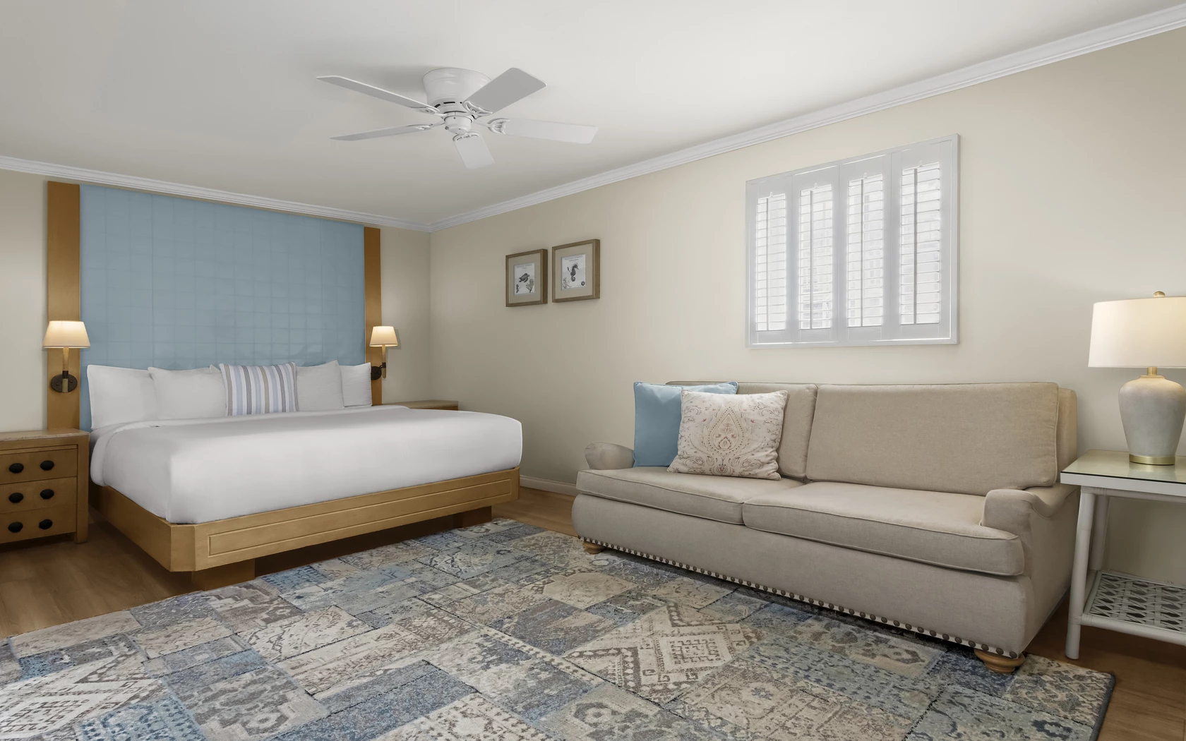 a room with a bed and a couch