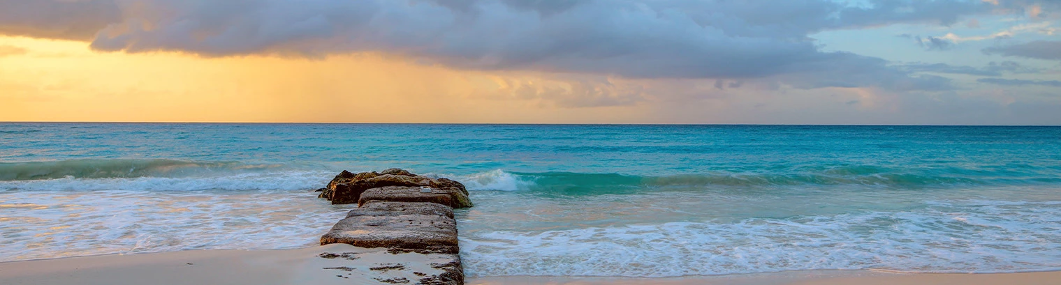 a beach with rocks and water