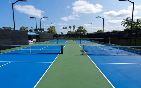 a tennis court with net and net