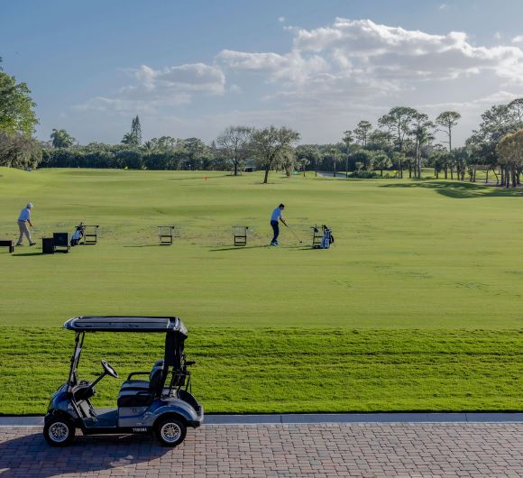 a golf cart on a golf course