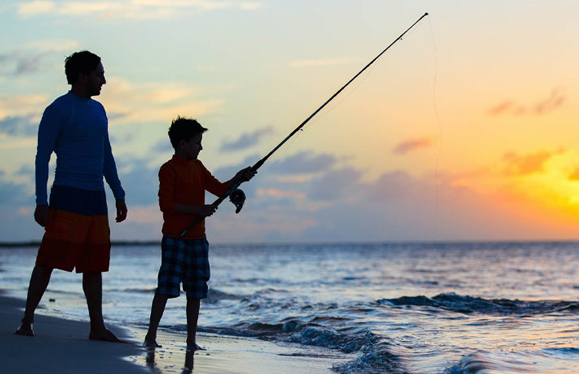 father and son fishing