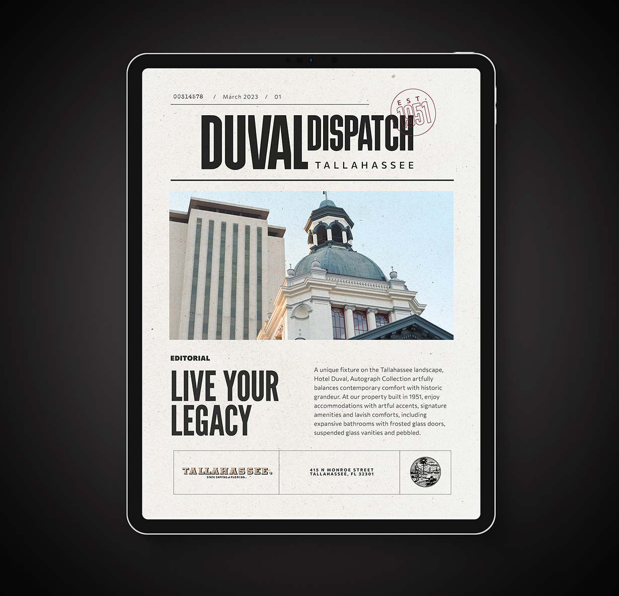 a tablet with a news article