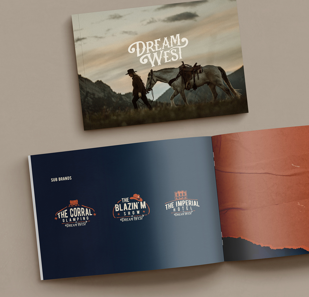 a book with a picture of a man and a horse with "Dream West" text overlaid