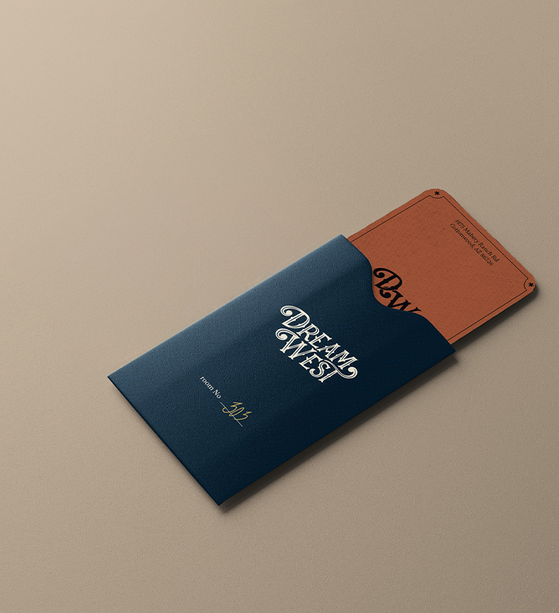 hotel keycard with Dream West branding
