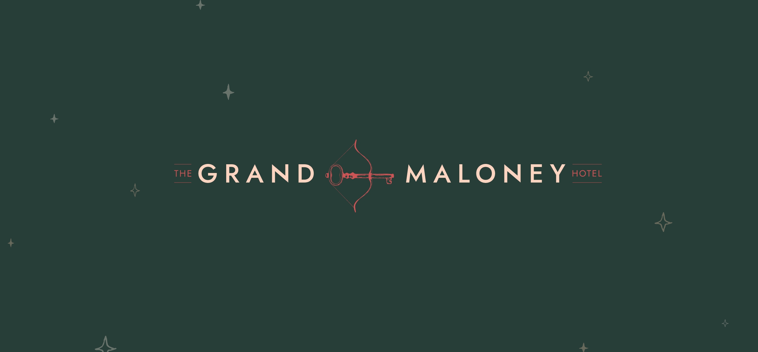 The Grand Maloney Hotel logo on a green background