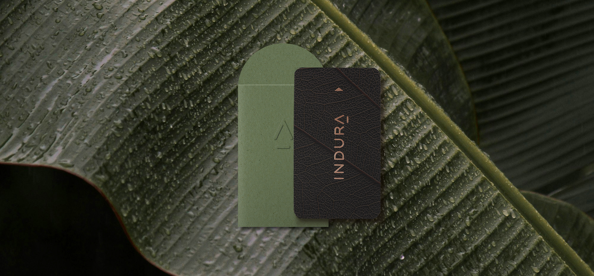 a room key card  with the Indura logo on a leaf