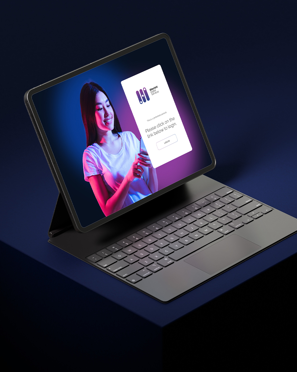 a laptop with the Marriott Digital Services login page