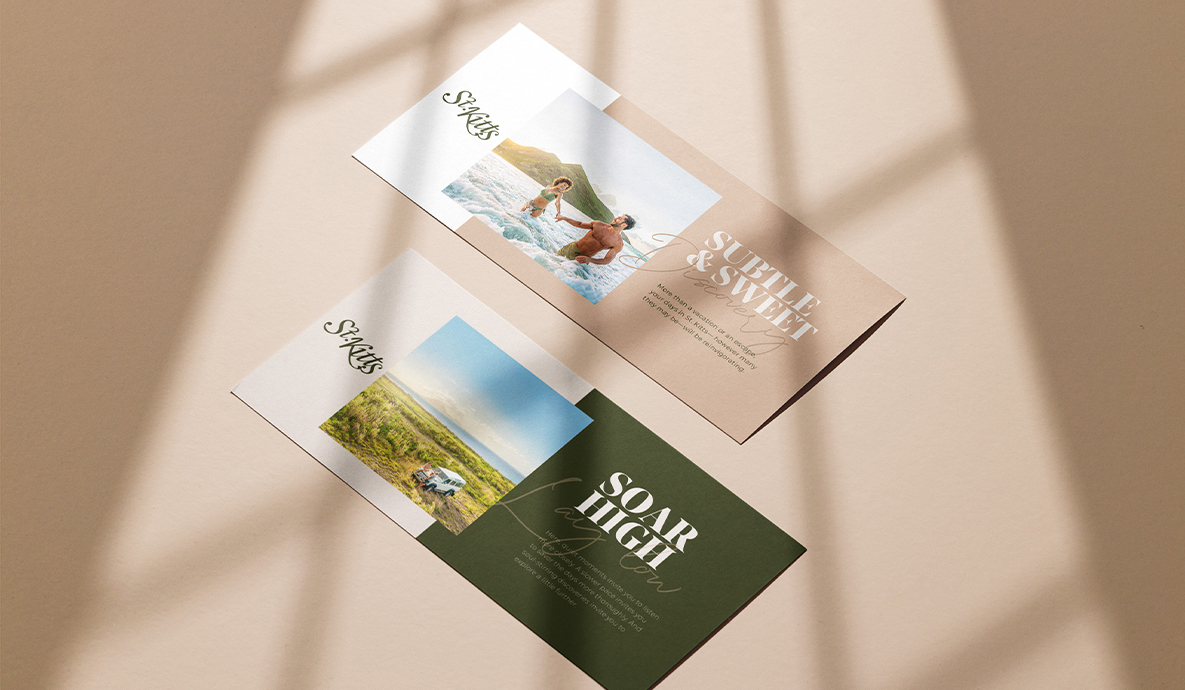 a couple of cards with pictures and the St. Kitts logo