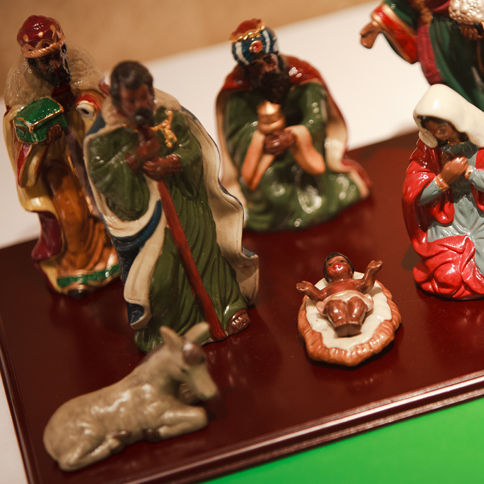 a group of figurines on a table