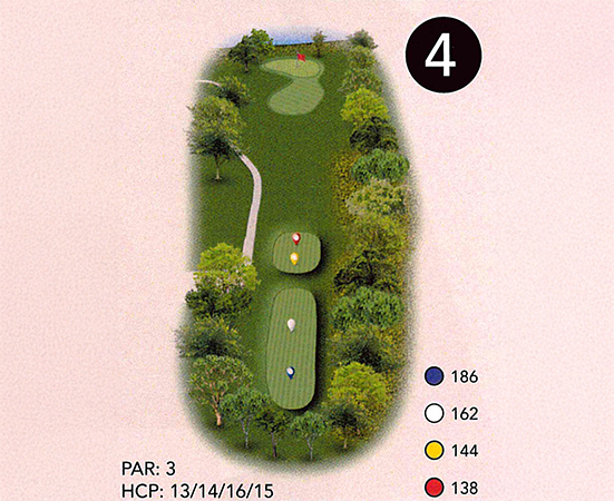 a golf course with trees and a number
