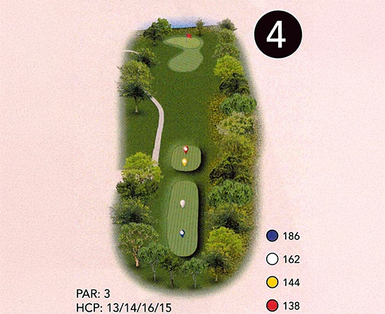 a golf course with trees and a number