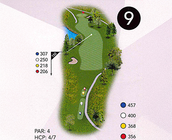 a golf course map with numbers and trees