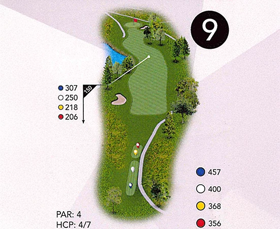 a golf course map with numbers and trees