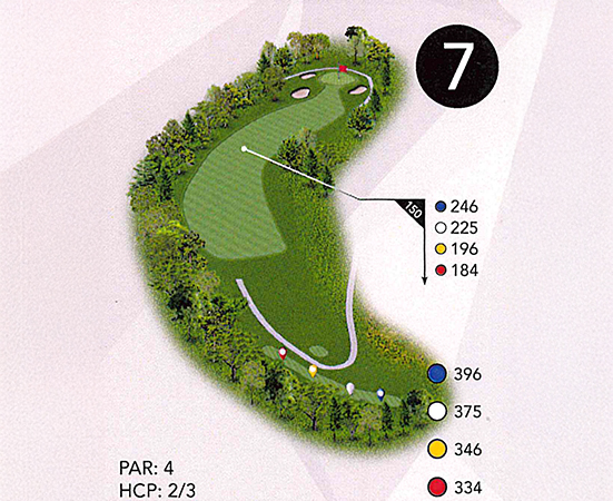 a golf course map with numbers and trees